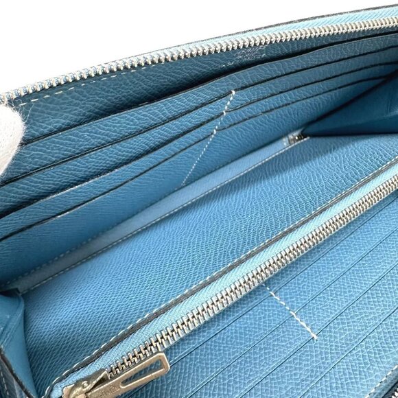 HERMES Asap Long Classic Round Wallet Long Wallet Epsom Blue gene - Picture 12 of 14